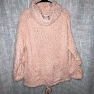 NWT pink fuzzy Cowl neck sweater size M New directions